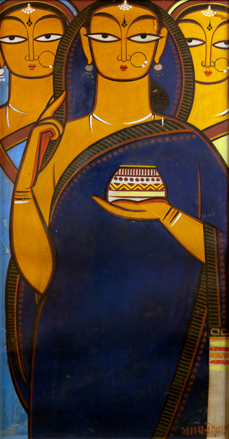 Jamini Roy | Three women in blue (Undated) | Artsy