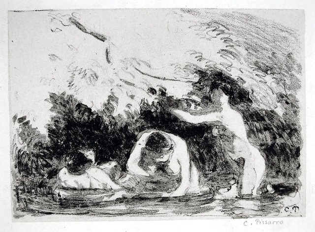 Camille Pissarro, ‘Women Bathing in the Shade of Wooded Banks’, 1894, Harris Schrank Fine Prints