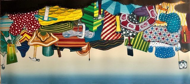Tom Burckhardt, ‘Color Lithograph Linocut Chine Collé "Workshop" Bright Modernist Pop Art’, 2000-2009, Print, Lithograph, Linocut, Lions Gallery
