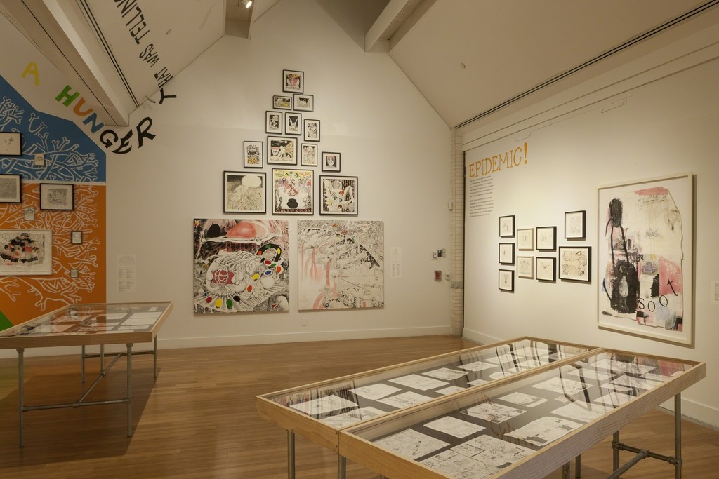 Trenton Doyle Hancock: Skin and Bones, 20 Years of Drawing Installation view at the Virginia Museum of Contemporary Art. Photograph by Glen McClure Trenton Doyle Hancock: Skin and Bones, 20 Years of Drawing Installation view at the Virginia Museum of Contemporary Art. Photograph by Glen McClure