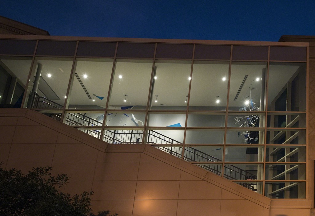 Installation view of "Dannielle Tegeder: Infrastructure" at night at the Montclair Art Museum, Montclair, NJ. Installation view of "Dannielle Tegeder: Infrastructure" at night at the Montclair Art Museum, Montclair, NJ.