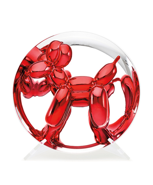 Jeff Koons, ‘Balloon Dog (Red)’, 1995, Sculpture, Porcelain multiple painted in chrome, contained in the original foam-lined cardboard box with printed artist's name and original plastic stand., Phillips