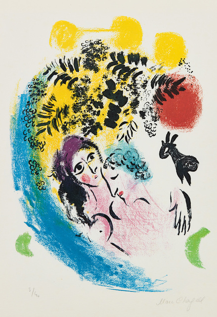 Marc Chagall, ‘Les Amoureux au soleil rouge (The Lovers in the Red Sun)’, 1960, Print, Lithograph in colors, on Arches paper, the full sheet., Phillips