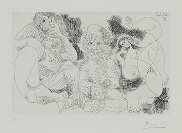 Vieillard Assis Avec Une Femme, Et Danseuse (From 347 Series, Pl. 239)