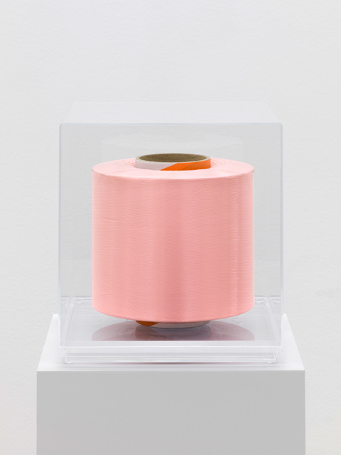Alberto Garutti, ‘Filo lungo 549 km: da Berlino a Villa Tugendhat a Brno / Line 549 km long: from Berlin to Villa Tugendhat in Brno’, 2015, Sculpture, Light pink nylon thread on cardboard reel, Buchmann Galerie