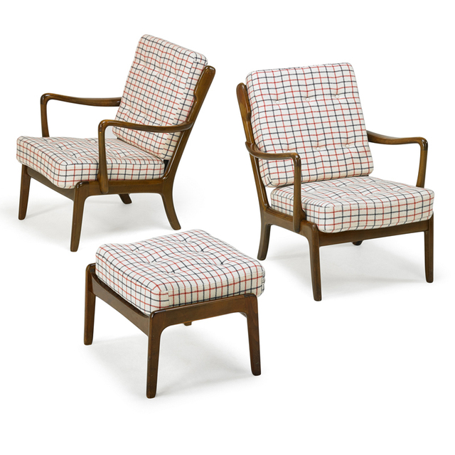 Ole Wanscher, ‘Pair Of Lounge Chairs And Ottoman, model FD/124’, 1950s, Rago/Wright