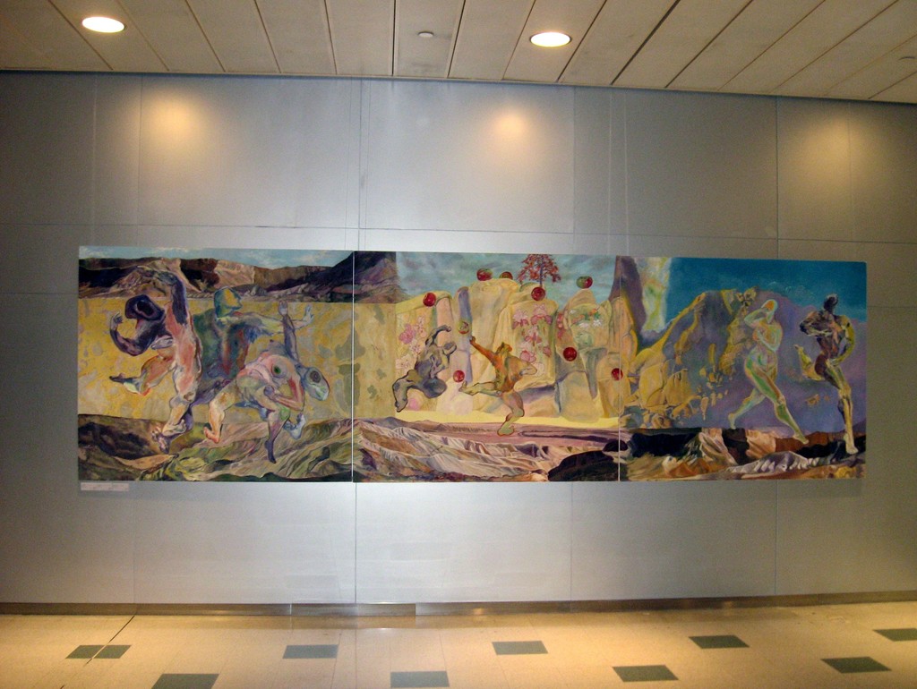 Elaine Galen's Creation Triptych, Oil on Canvas, 60x210. On exhibit in NYC. Now part of James A. Michener Museum collection Elaine Galen's Creation Triptych, Oil on Canvas, 60x210. On exhibit in NYC. Now part of James A. Michener Museum collection