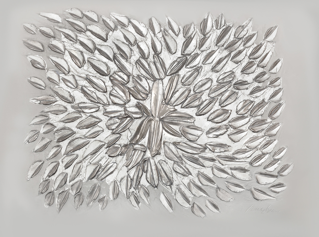 George Dunbar, ‘Rouville 61’, Painting, White and gray clay with palladium leaf, Callan Contemporary