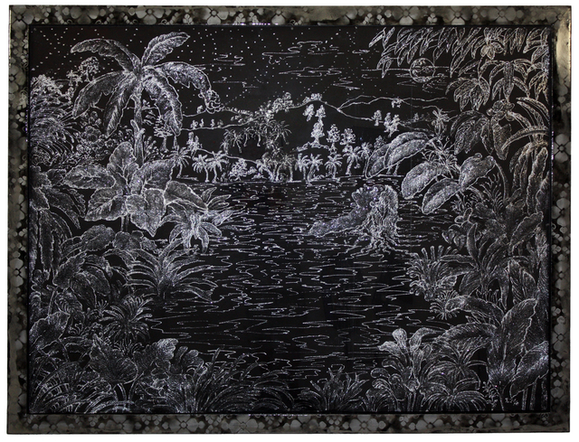 Edouard Duval-Carrié, ‘Floating’, 2013, Drawing, Collage or other Work on Paper, Mixed media on heavy paper in artist frame, Pan American Art Projects
