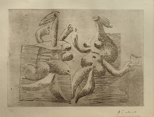 Pablo Picasso, ‘La visite. Deux femmes assises avec un livre (1923)’, 1961, Print, Etching, Galerie Raphael