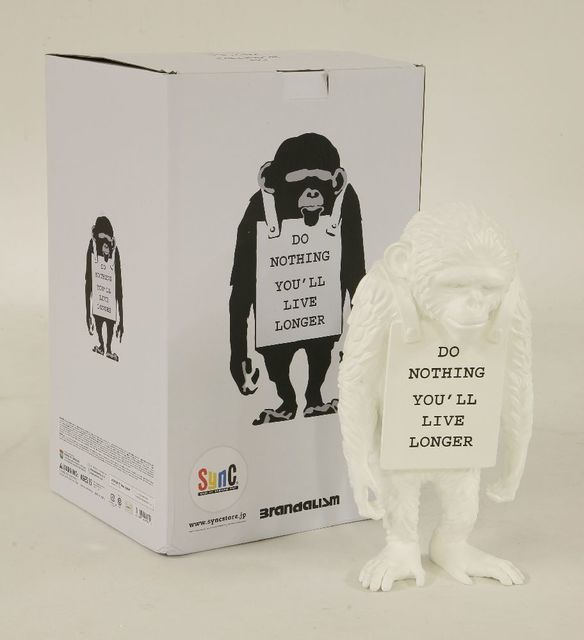 Banksy, ‘Monkey Sign - Do Nothing You’ll Live Longer (White)’, 2016, Sworders