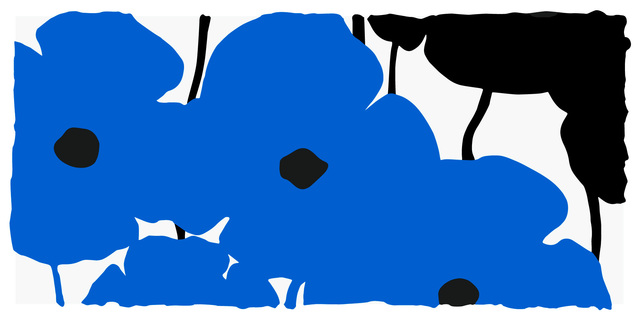 Donald Sultan, ‘Blues and Black August 20, 2020’, 2020, Print, Silkscreen with enamel inks, flocking, and tarlike texture on Rising 4-ply Museum Board, Kenneth A. Friedman & Co.