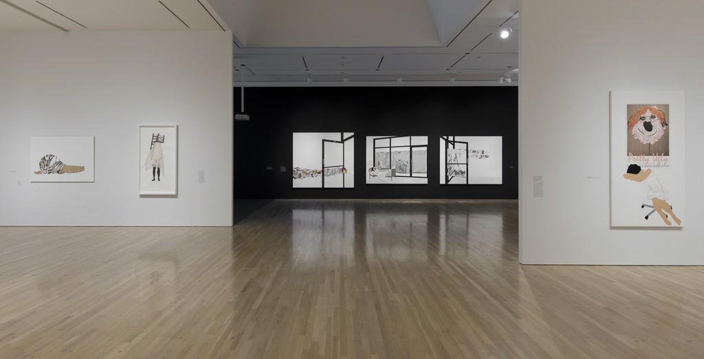 Installation view of UH-OH: Frances Stark 1991-2015. October 11, 2015–January 24, 2016. Hammer Museum, Los Angeles. Photo: Brian Forrest. Installation view of UH-OH: Frances Stark 1991-2015. October 11, 2015–January 24, 2016. Hammer Museum, Los Angeles. Photo: Brian Forrest.