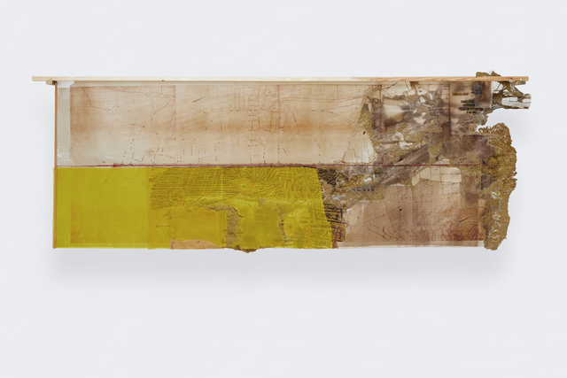 Cathryn Boch, ‘Sans titre’, 2019, Mixed Media, Aerial photograph by Matthieu Colin, topographic map, laminated urban plan, grafted map, colored aerial view on plastic, color tracing paper, machine stitching, hand stitching, quotation by Jacques Rancière, Galerie Papillon