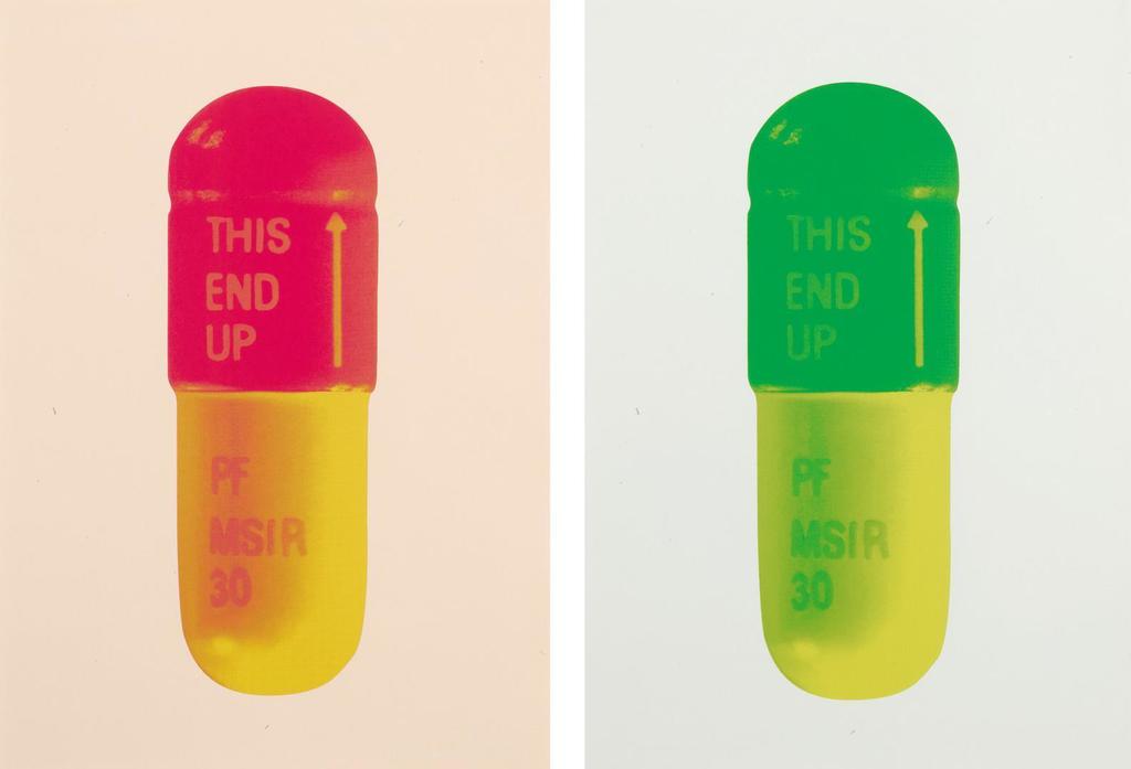 Damien Hirst - THE CURE - POWDER PINK/LOLLYPOP RED/GOLDEN YELLOW; AND THE CURE - MINT BLUE/APPLE GREEN/LEMON YELLOW