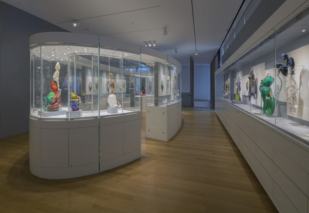 Installation photo of 'Maryland to Murano: Neckpieces and Sculptures by Joyce J. Scott' at the Museum of Arts and Design. 2014.
Photo by Butcher Walsh
Installation photo of 'Maryland to Murano: Neckpieces and Sculptures by Joyce J. Scott' at the Museum of Arts and Design. 2014.
Photo by Butcher Walsh