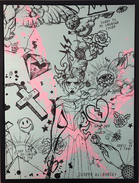 Joseph Klibansky, ‘Villains in My Head (small turquoise, pink splash, black)’, 2019, House of Fine Art - HOFA Gallery
