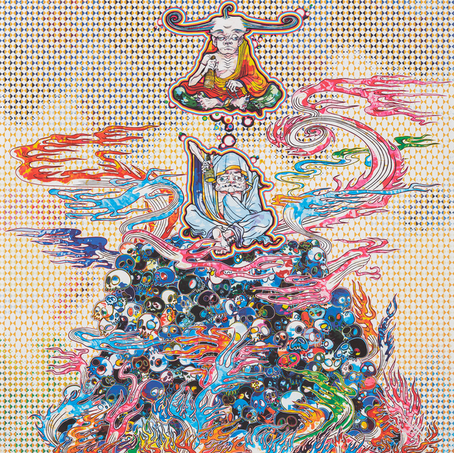 , '2 Arhats Meditating Amid the Hellfire of the Mound of the Dead,' 2015, STPI