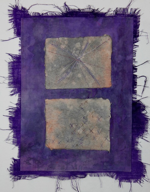 Grace Bakst Wapner, ‘Purple with X Squares’, 2019, Textile Arts, Mixed Media, Carter Burden Gallery