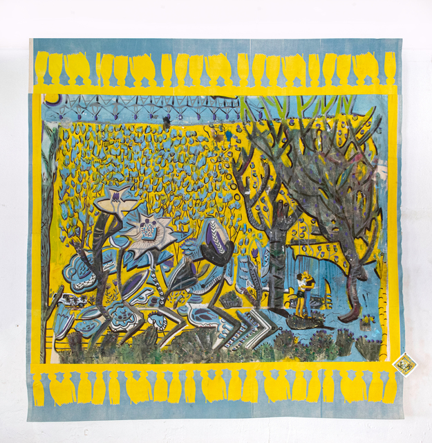 Paula Wilson, ‘First Date’, 2019, Painting, Woodblock print, acrylic and oil on canvas, Emerson Dorsch