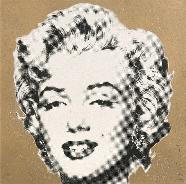 Mr. Brainwash, ‘Diamond Girl (Gold) ’, 2016, Print, A one colour screen print on hand-torn archival art paper hand finished with diamond dust and spray paint, Pop Fine Art