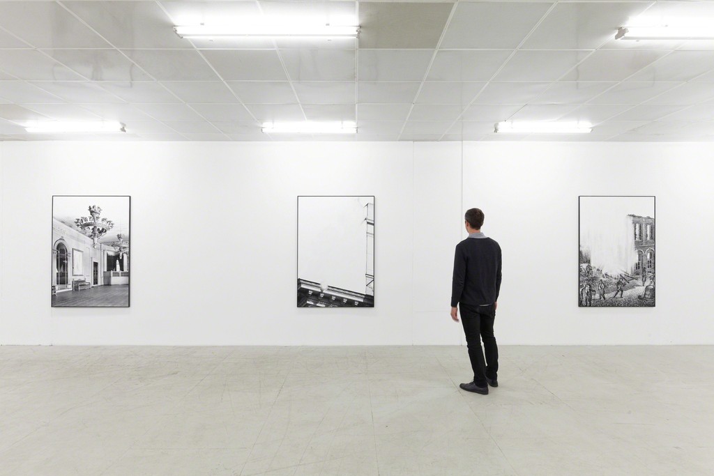 Installation view of: Daniel Poller – Der große Gewinn, series of 11 erased pigment prints, all unique, solo show, G2 Projektraum // G2 Kunsthalle Leipzig, 13 Oct – 1 Nov 2017 © the artist Installation view of: Daniel Poller – Der große Gewinn, series of 11 erased pigment prints, all unique, solo show, G2 Projektraum // G2 Kunsthalle Leipzig, 13 Oct – 1 Nov 2017 © the artist