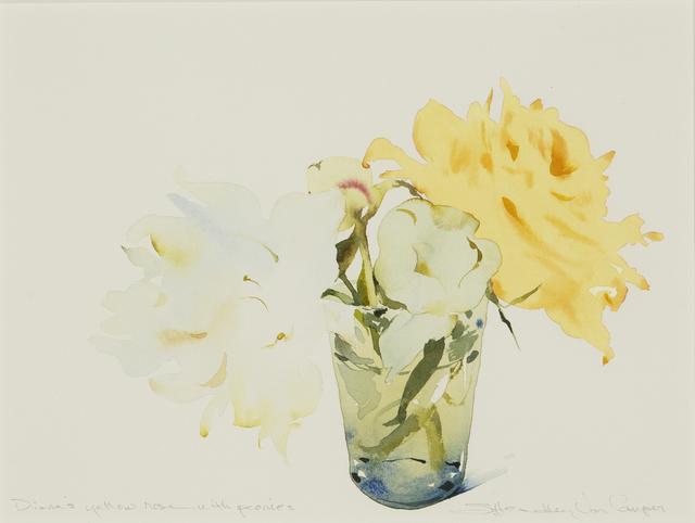 Susan Headley Van Campen, ‘Diane's Yellow Rose with Peonies’, 2020, Drawing, Collage or other Work on Paper, Watercolor on paper, Dowling Walsh