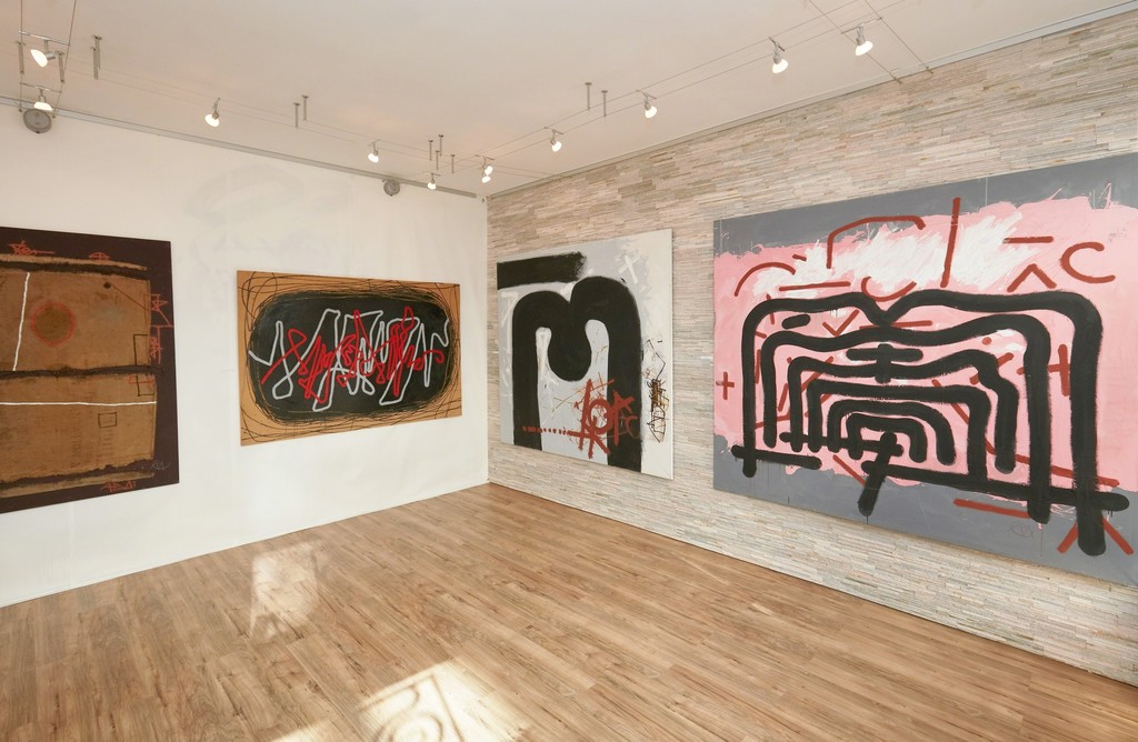 Installation of large format paintings of Miroslav Cipár at the "DESIGNER OF ABSTRACTION" show, acrylic on jute, wood and canvas, photo credit: Bellart Gallery Installation of large format paintings of Miroslav Cipár at the "DESIGNER OF ABSTRACTION" show, acrylic on jute, wood and canvas, photo credit: Bellart Gallery