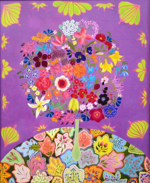 Hepzibah Swinford, ‘Flowers with Patchwork’, 2015, Rebecca Hossack Art Gallery