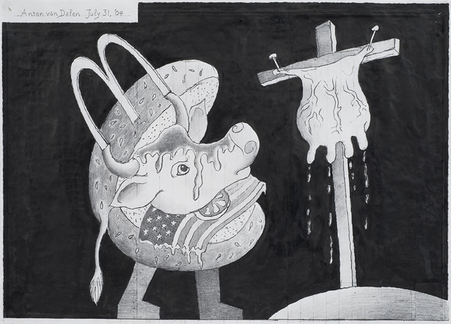 Anton van Dalen, ‘Junk Kulture #12’, 2004, Drawing, Collage or other Work on Paper, Graphite and india ink on paper, P.P.O.W