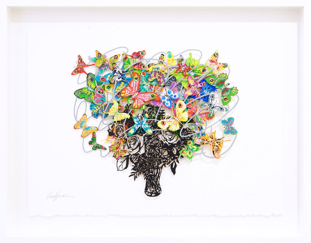 David Gerstein, ‘Synergy’, 2017, Drawing, Collage or other Work on Paper, 3D-Papercut on 3 layers, individual hand painted, Galerie Kellermann