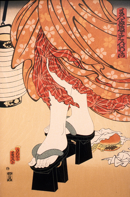 Masami Teraoka, ‘McDonald's Hamburgers Invading Japan/Chochin-me’, 1982, Print, Thirty-six-color screenprint on Arches 88 paper, Catharine Clark Gallery