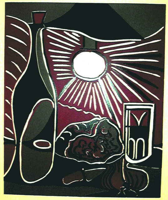 Pablo Picasso, ‘Nature Morte a la Bouteille’, 1962, Print, Color linocut, Marlborough New York
