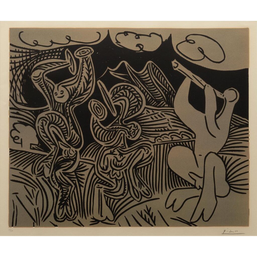 Pablo Picasso - Bacchanale: Flûtiste et danseurs aux cymbales (Bloch 939; Baer 1251)