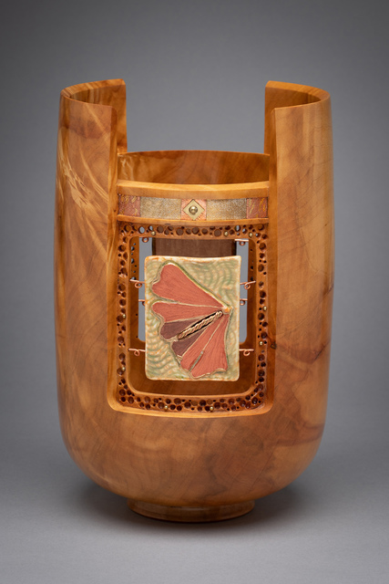 Al Sils, ‘Flora to Fauna’, 2018, Sculpture, Maple, ceramic tile, leather, copper, gold, foil, brass, Beatrice Wood Center for the Arts