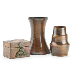 Corseted Vase By Dirk Van Erp, Small Vase and Decorative Box by Harry Dixon, San Francisco, CA
