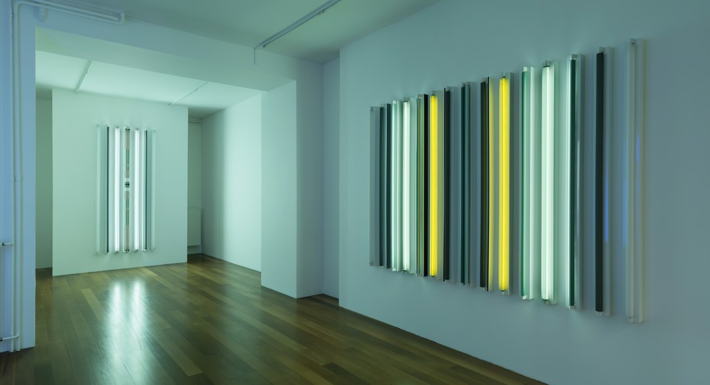 Exhibition View, Robert Irwin, Galerie Xippas, Geneva, Switzerland, 2015. © Philipp Scholtz Rittermann Exhibition View, Robert Irwin, Galerie Xippas, Geneva, Switzerland, 2015. © Philipp Scholtz Rittermann