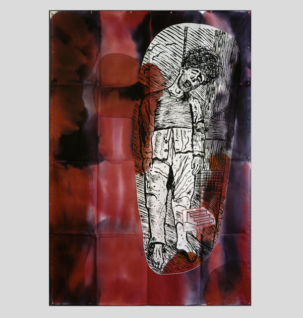 Eugenio Dittborn, ‘Pequeña Escala (h.l.p.)’, 2002-2003, Painting, Tincture, photosilkscreen, polygal, sateen, and stitching on 1 section of duck fabric, Alexander and Bonin