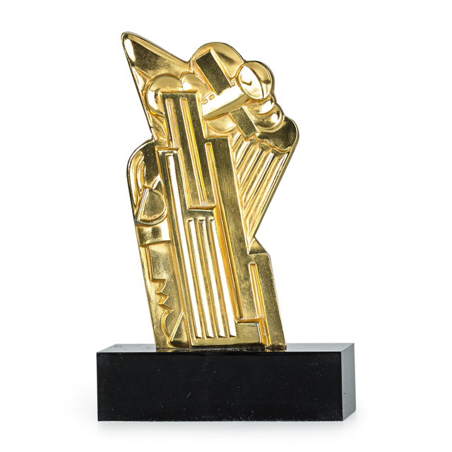 Roy Lichtenstein, ‘Salute to Airmail’, 1968, Mixed Media, Gold plated copper mounted to Plexiglas base, Rago/Wright