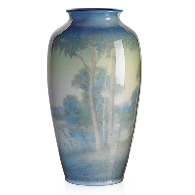 Edward T. Hurley, ‘Rookwood, Jewel Porcelain Scenic Vase With Lake And Trees (Uncrazed), Cincinnati, OH’, 1943, Rago