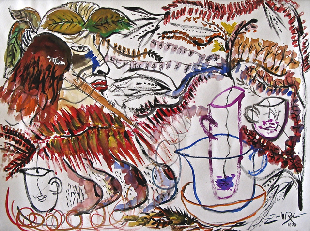 Zaida del Río, ‘Mujer en la jungla’, 1998, Painting, Watercolor, gouache, pastel, charcoal, and graphite on paper., MLA Gallery