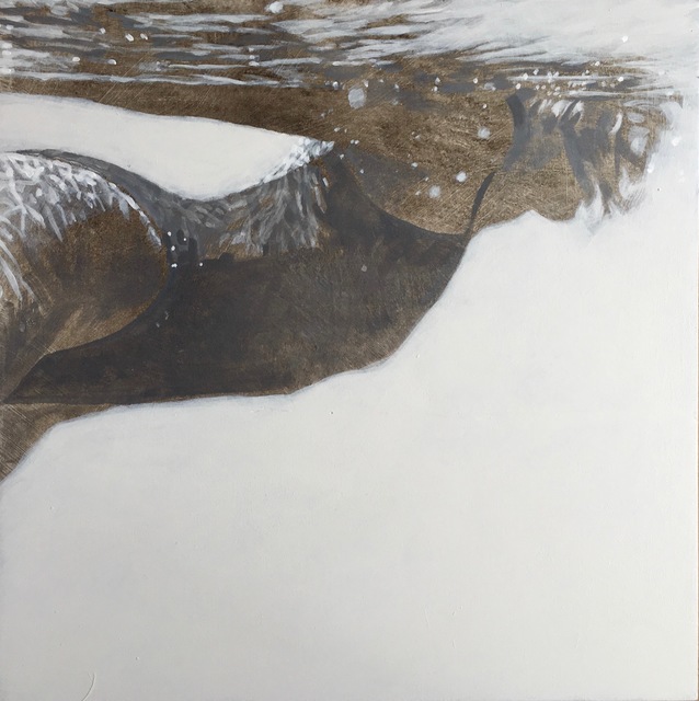 Carol Bennett, ‘"Carol Being Cool" black and white oil painting of a woman swimming underwater’, 2019, Eisenhauer Gallery