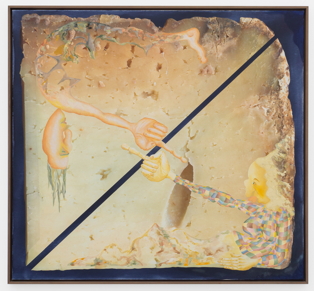 Anne Speier, ‘Untitled (Cheese)’, 2017, Painting, Oil, Inkjet Print, Watercolor on Canvas, Galerie Meyer Kainer