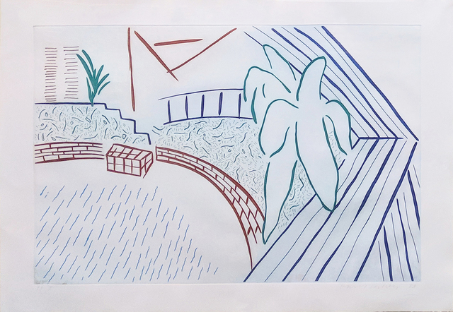 David Hockney, ‘MY POOL AND TERRACE’, 1983, Print, ETCHING, Gallery Art