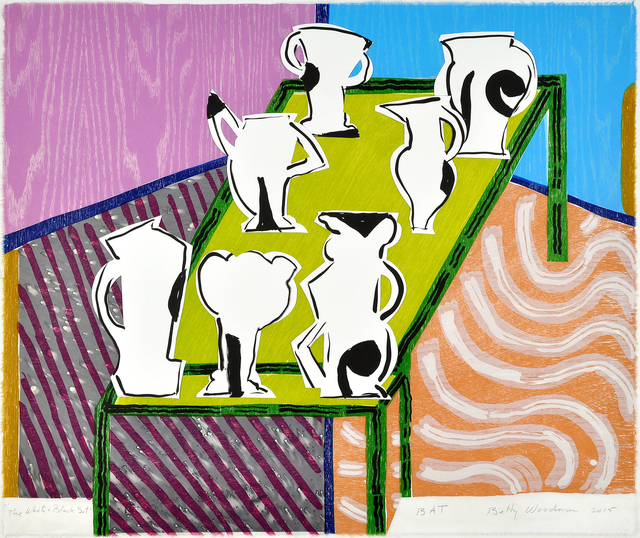 Betty Woodman, ‘The White & Black Set’, 2015, Print, Color woodcut/lithograph with chine colle and collage, Artsy x Forum Auctions