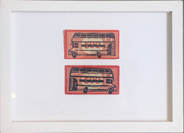 Pam Glew, ‘Magic Money Tree’, 2019, Print, Linoprint on vintage monopoly money, Woolff Gallery