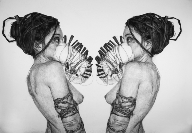 Kelly Blevins, ‘Tible’, 2013, Drawing, Collage or other Work on Paper, Graphic and Charcoal on Paper (Framed), Art of Treason