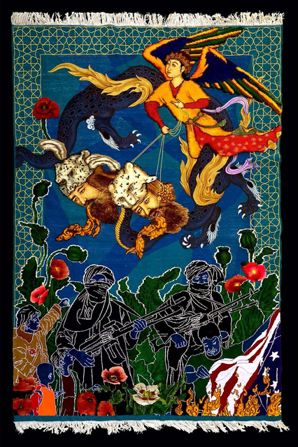 Khadim Ali, ‘Tell Us, You Tell Us’, 2020, Textile Arts, Hand-woven wool rug, Aicon Gallery