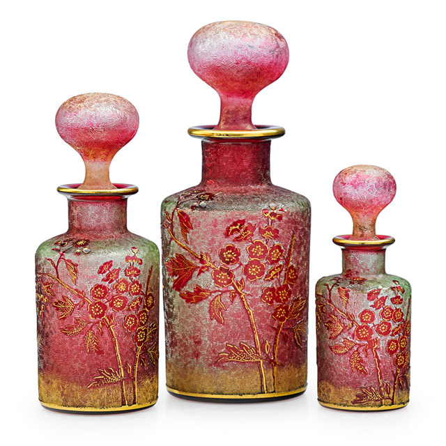 Daum, ‘Three Graduated Perfume Bottles With Roses, France’, Late 19th C., Rago/Wright