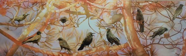 Kay Bradner, ‘Crow's World’, 2018, Painting, Oil on aluminum, Seager Gray Gallery